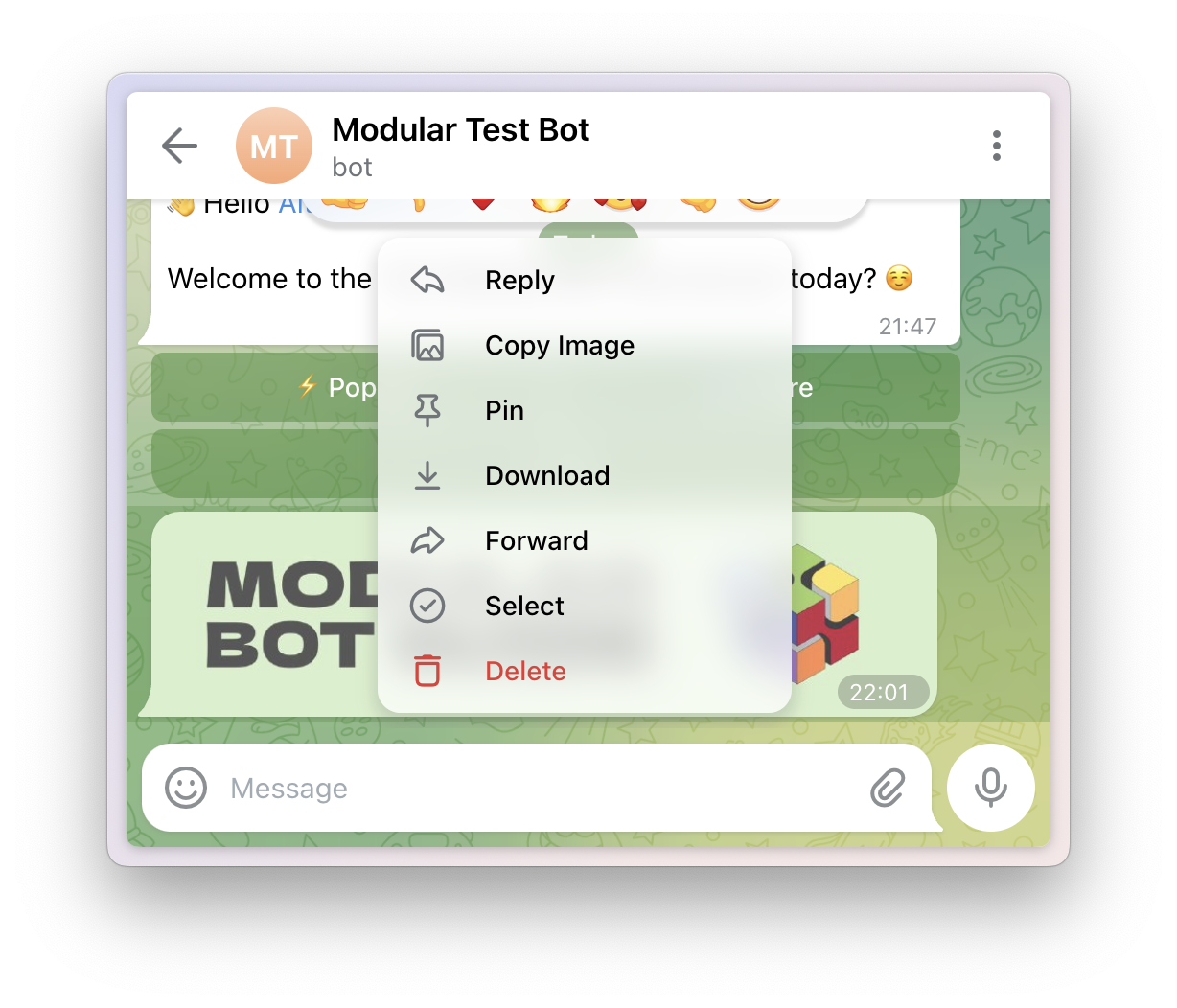 "Salin Gambar" dan "Teruskan" tersedia.